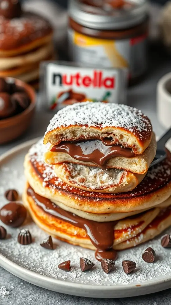 Delicious Nutella-stuffed pancakes on a plate