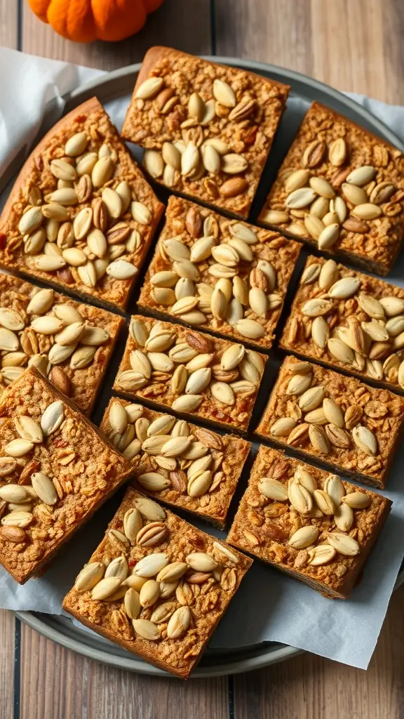 Delicious pumpkin seed granola bars arranged on a plate