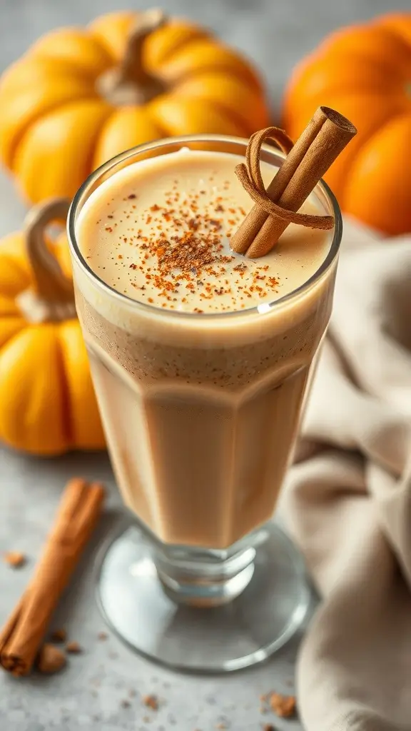 A delicious Pumpkin Spice Protein Smoothie garnished with spices