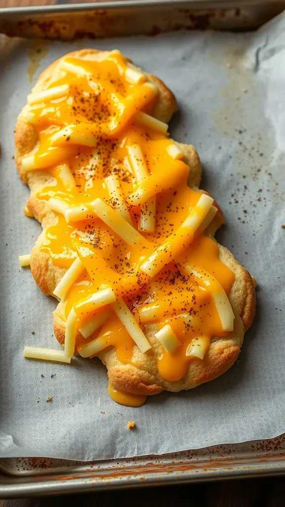 Savory cheese cloud bread topped with melted cheese