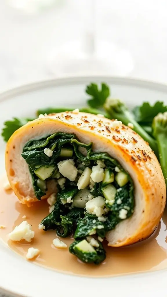 Delicious stuffed chicken breast filled with spinach and feta