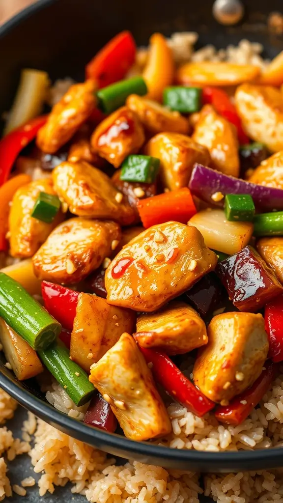 A colorful bowl of teriyaki chicken stir-fry with vibrant vegetables and rice. - 18 Low-Calorie Chicken Breast Recipes for a Healthy Dinner