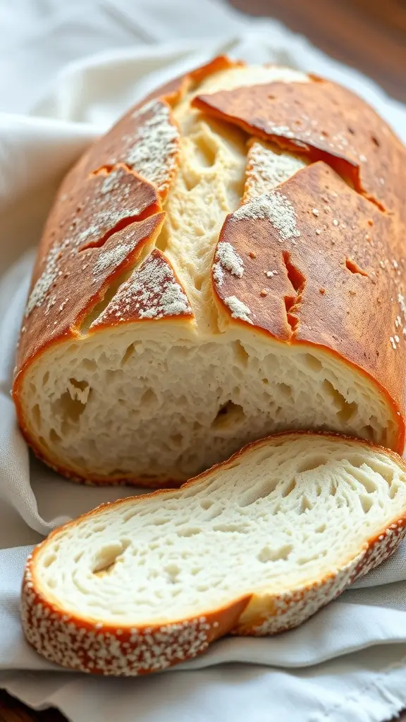 Traditional Bavarian White Bread with a crispy crust and fluffy interior.