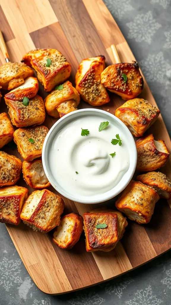 Delicious Zaatar Spiced Chicken Skewers served with a creamy dip - 17 Delicious Mediterranean Chicken Breast Recipes for Healthier Meals