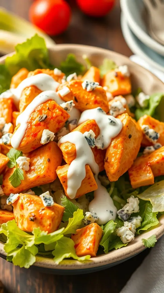 Buffalo Chicken Salad with lettuce, chicken, and creamy dressing