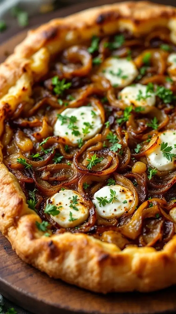 A delicious caramelized onion and goat cheese tart