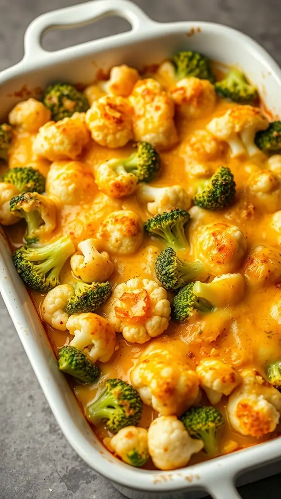 Cheesy Broccoli and Cauliflower Bake