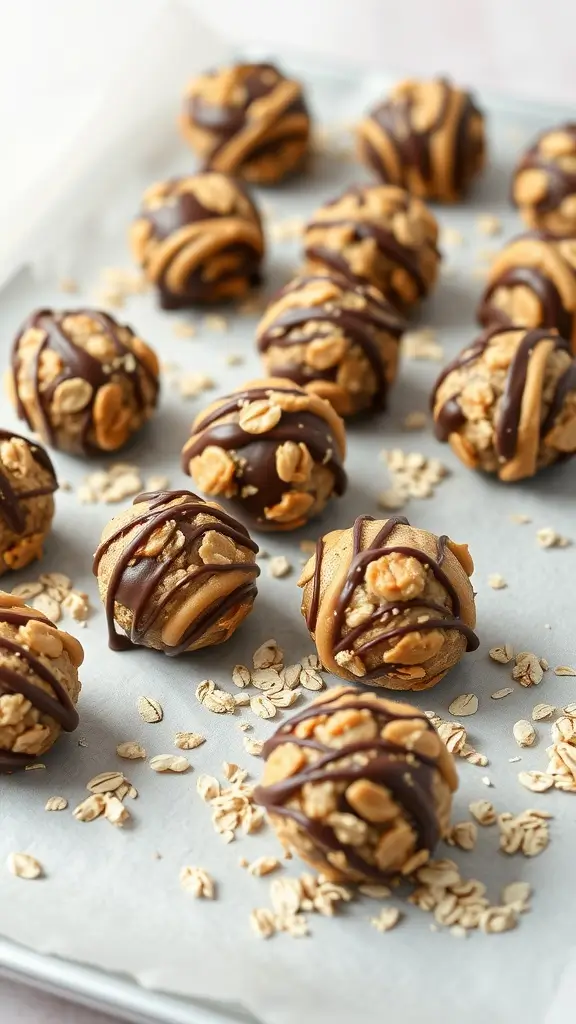 Chocolate Peanut Butter Oat Bites ready to eat.