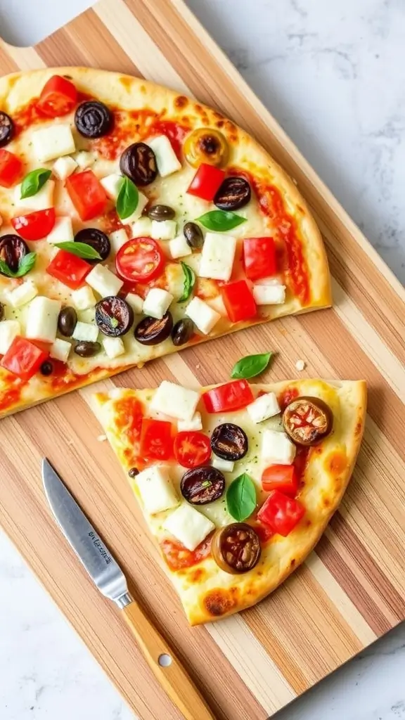 Savory cauliflower pizza crust with various toppings