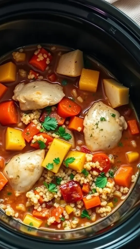 Savory Chicken and Quinoa Stew - 25 High-Protein Crockpot Recipes