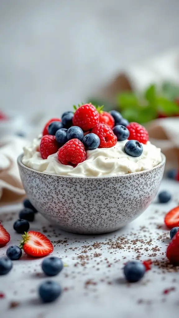 Cottage Cheese Chia Pudding Bowl with Berries