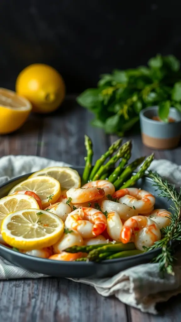 A delicious Lemon Garlic Shrimp and Asparagus Casserole dish