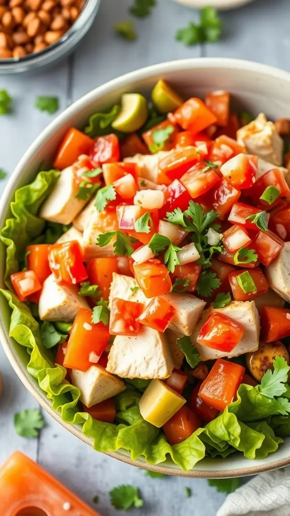 Delicious Pico de Gallo Chicken Salad served in a bowl with fresh ingredients