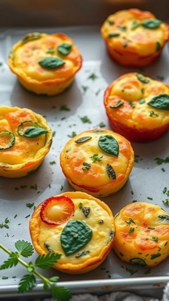 Savory egg muffins with spinach and cheese, baked and ready to eat.