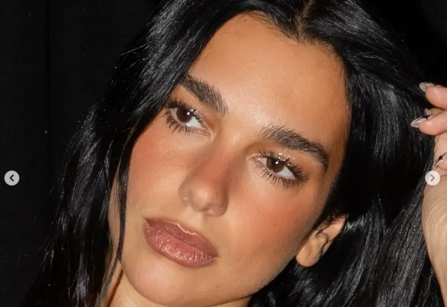 In the one-piece and fishnet stockings, Dua Lipa displayed her incredibly leggy figure